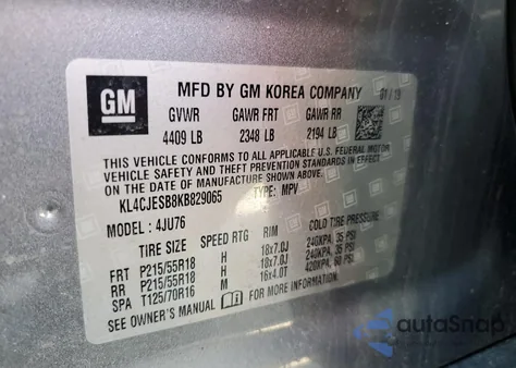 2019 Buick Encore Preferred из США, поврежденный, VIN KL4CJESB8KB829065